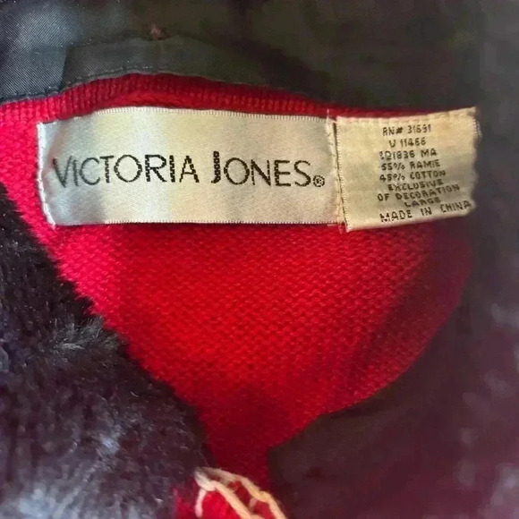 VTG Victoria Jones Christmas Sweater Large Red Button Up Cardigan Snowman - Picture 7 of 11